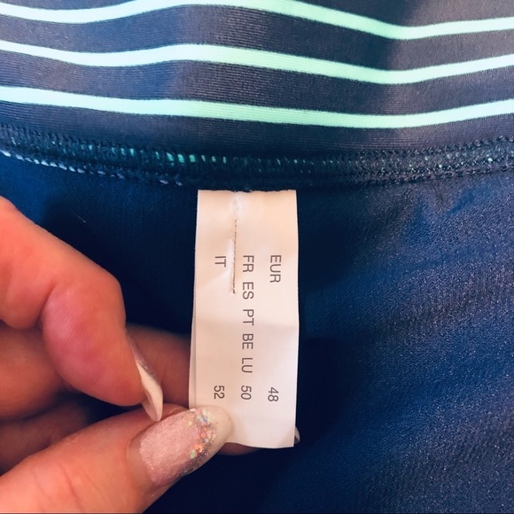 Plus Size 1X (18/20) Navy/Aqua Swim Brief - Picture 5 of 10